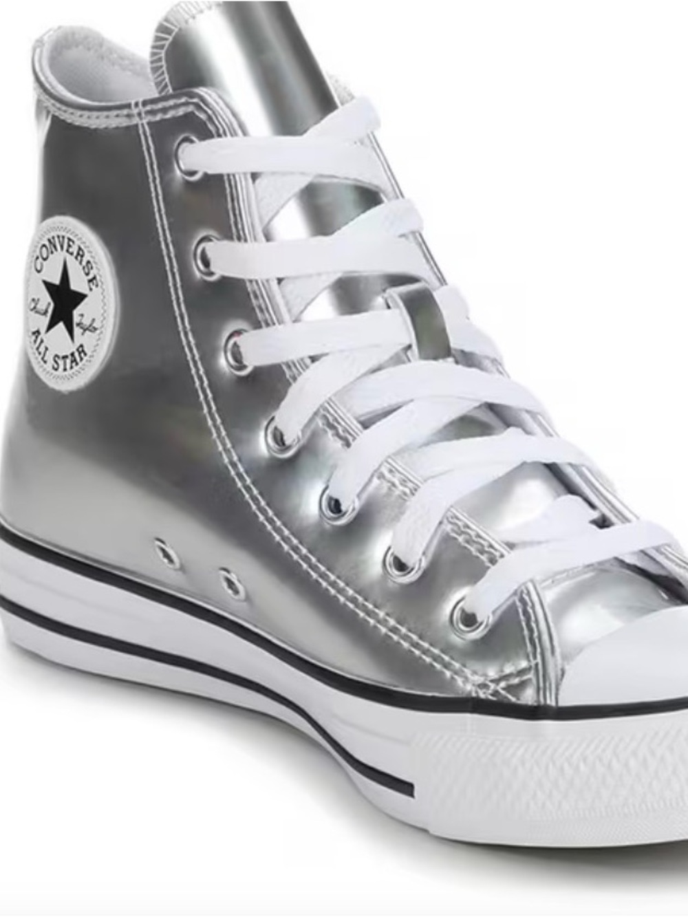 Converse Metallic Silver High Top Sneakers unisex.